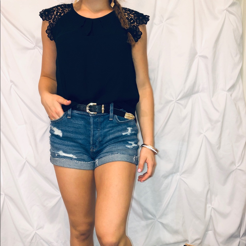 Black Blouse with Lacey shoulders